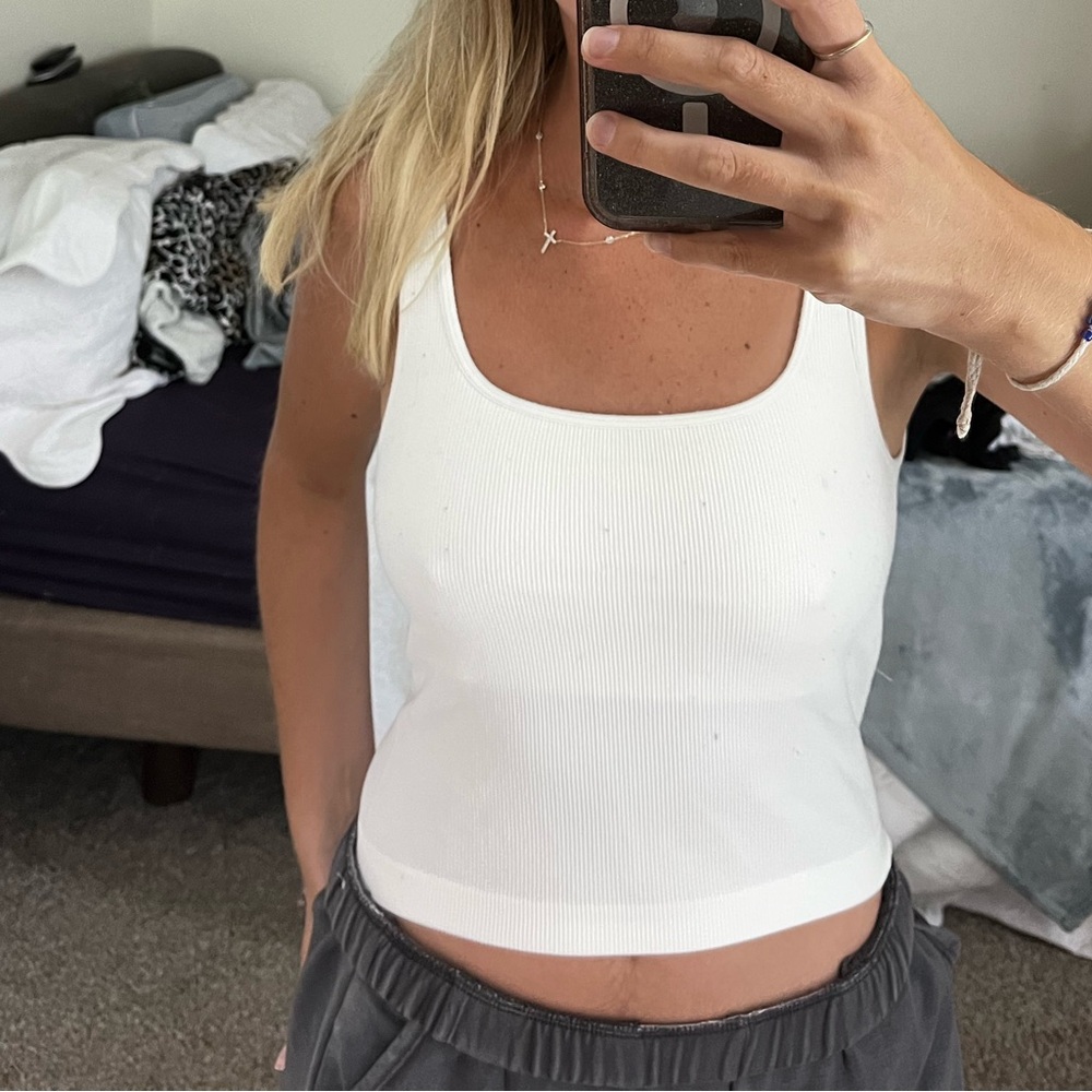 Wallflower White Ribbed Tank Top